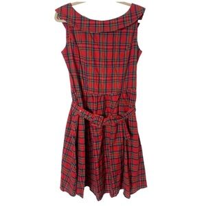 NWT Dolly and Dotty Size 10 Tartan Plaid Belted Retro Pin-Up Style Dress